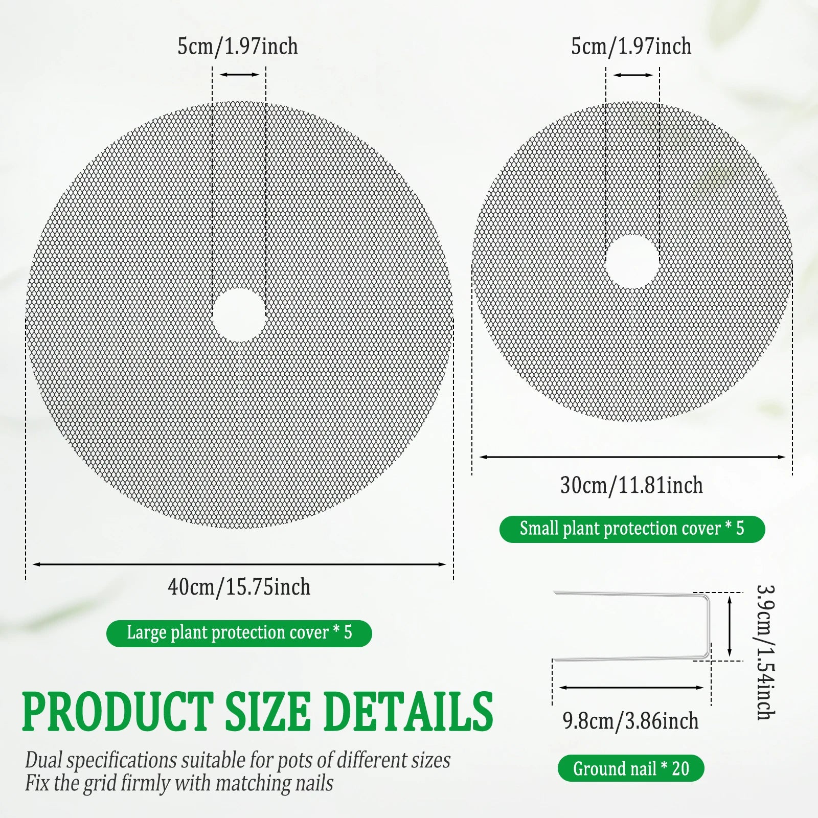 10Pcs Flower Pot Grid 30cm 40cm Planter Pot Soil Protector Cover with 20 Metal Ground Stake Indoor Outdoor Gardening Accessories