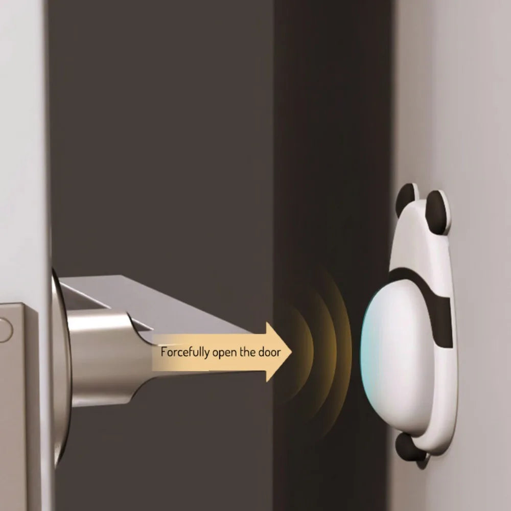Self-adhesive panda door stopper for wall protection. 3D animal anti-collision bumper prevents damage from door handles.