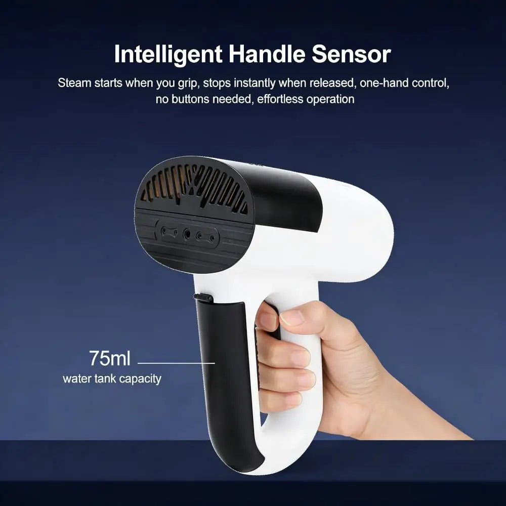 Tidesmit handheld garment steamer showing intelligent handle sensor and steam settings for portable household ironing