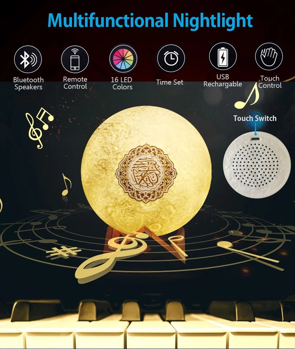 Azan Clock Quran Muslim Islamic Arab Koran Ramadan Bluetooth Speaker Wireless Portable Bright Lamp Holy Night Light Islam Arabic