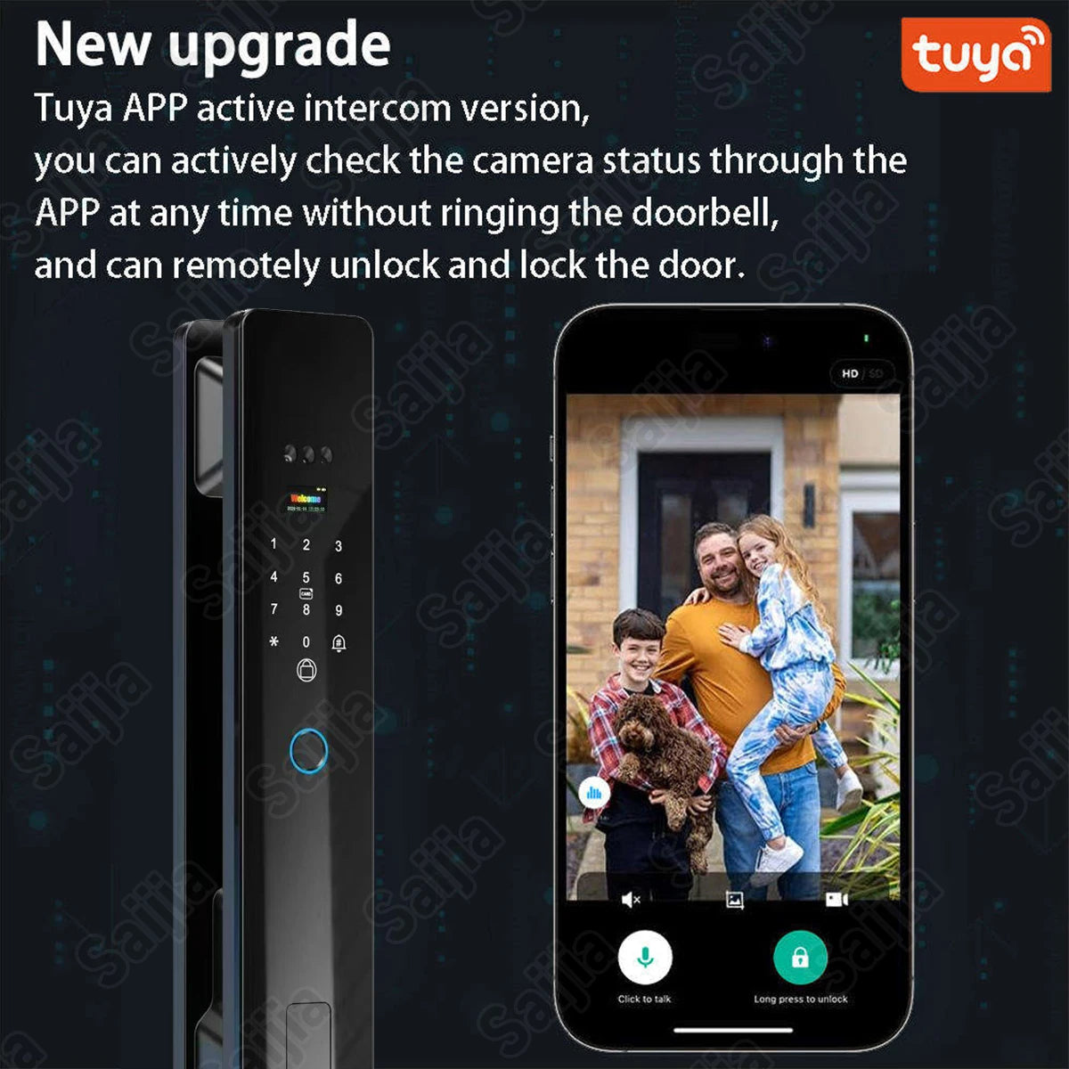 2026 Tuya Palm Smart Door Lock Rfid IC Card Wifi Camera Video Call Security Door Lock Front Door Electric Fingerprint Lock