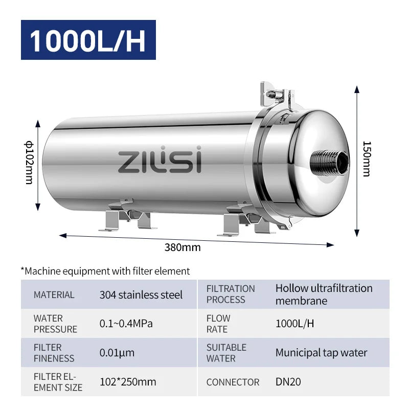 Tidesmit ZILISI whole house water purifier with reusable PVDF stainless steel mineral filter for home water systems.