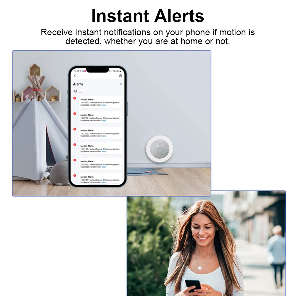 Zigbee PIR Motion Sensor - Smart Home Detector for Energy Efficiency Tidesmit