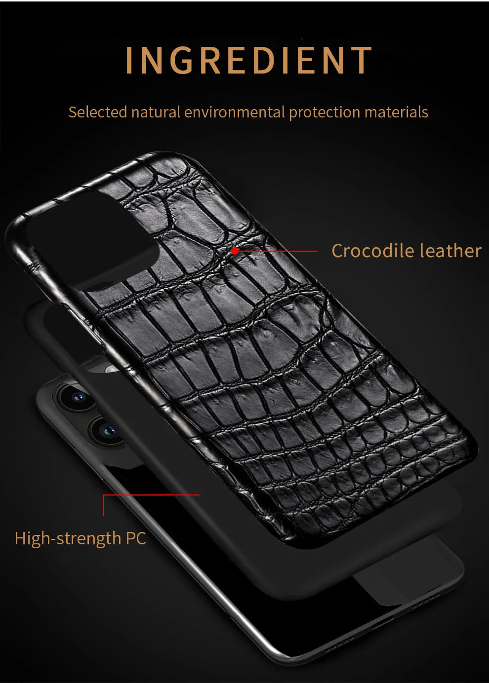 Crocodile Leather iPhone 17 Pro Case – Slim Shock-Absorbing Cover Tidesmit