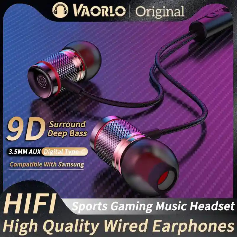 Wired Earbuds with Mic: 7.1 Surround Sound Type-C & 3.5mm AUX Tidesmit