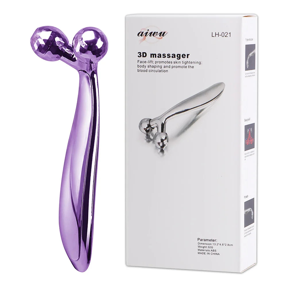 3D Face Roller Massager | Ergonomic Skin Lifting Wellness Tool Relaxation Treatment Purple With Box CN Tidesmit