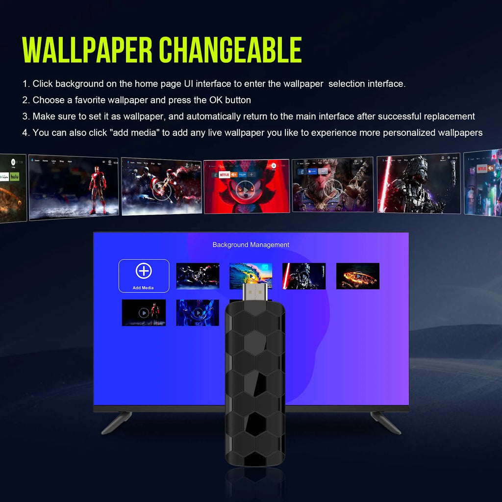Android TV Stick 8GB 128GB 4K Streaming Box with Voice Remote Tidesmit