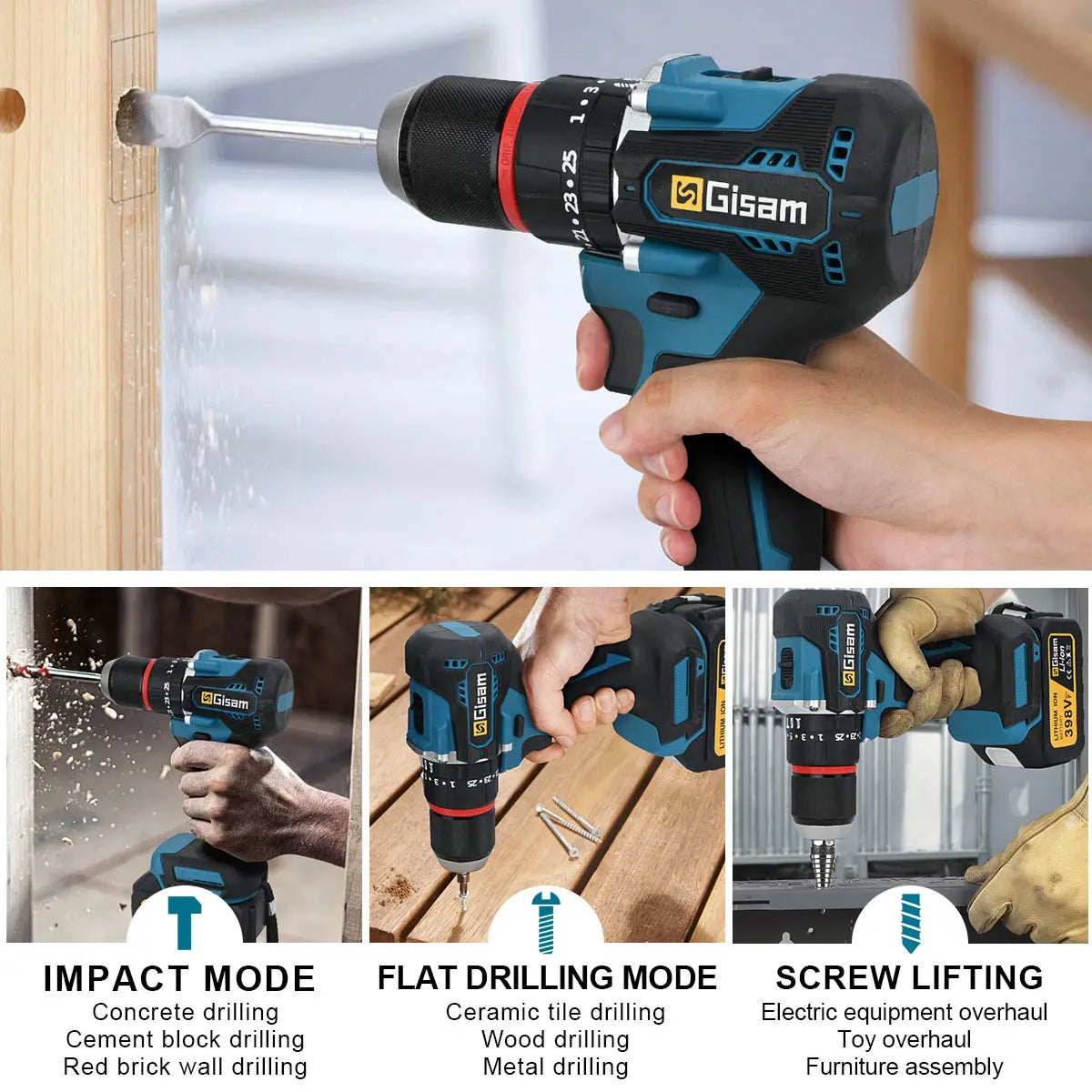 Gisam Brushless Power Tools Sets Electric Impact Wrench Electirc Drill Angle Grinder Electric Hammer For Makita 18v Battery Pins