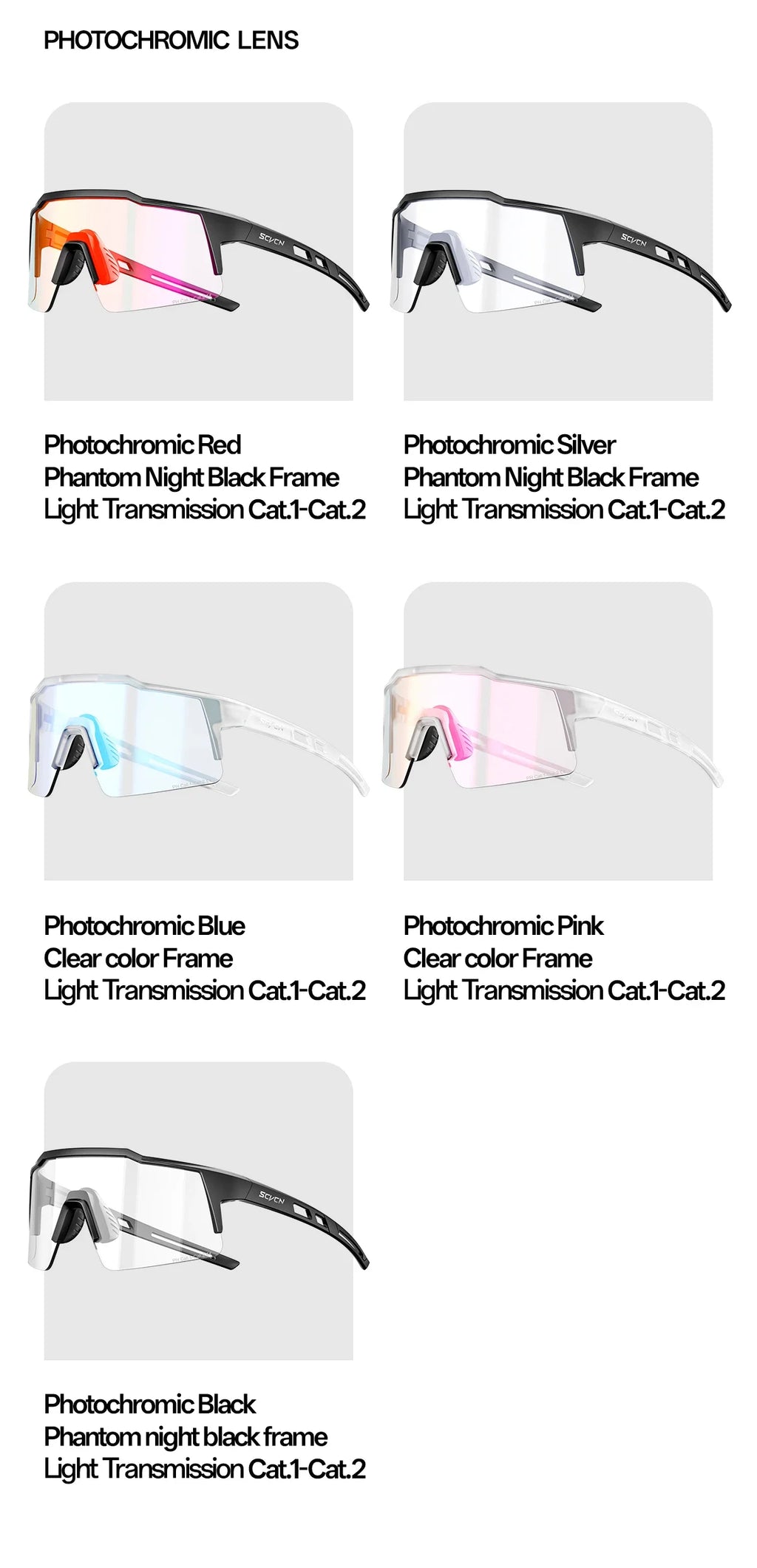 SCVCN 2026 New Cycling Sunglasses Photochromic Hiking Eyewear Driving Fishing Glasses for Women Men Travel Golf MTB Bike Goggles