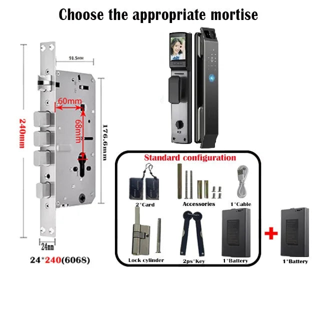 3D Face Recognition Door Lock Tuya App Can Video Intercom Unlock Digital Smart Lock Fingerprint Key Card Nfc Phone Lock