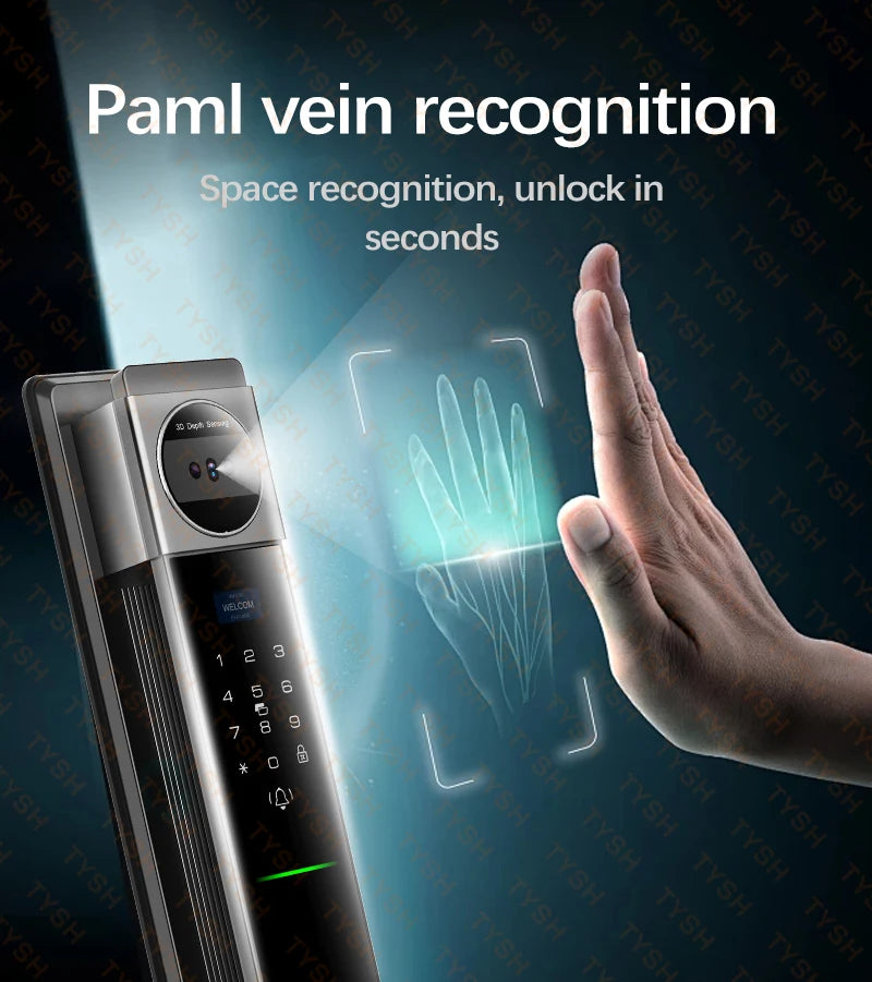 Face Real-time Intercom Smart Door Lock Biometric Electronic Security Camera Intelligent Fingerprint Password Key Unlock
