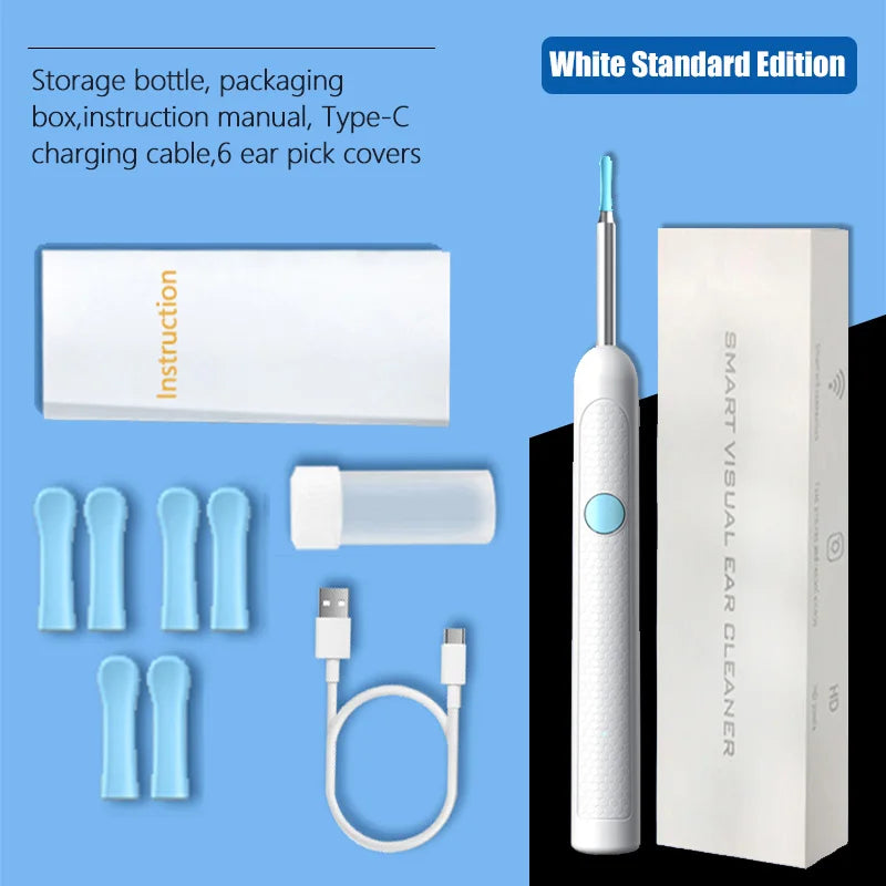 Visual Ear Wax Cleaner Camera - Digital HD Earwax Removal Kit Relaxation Treatment White Standard Tidesmit