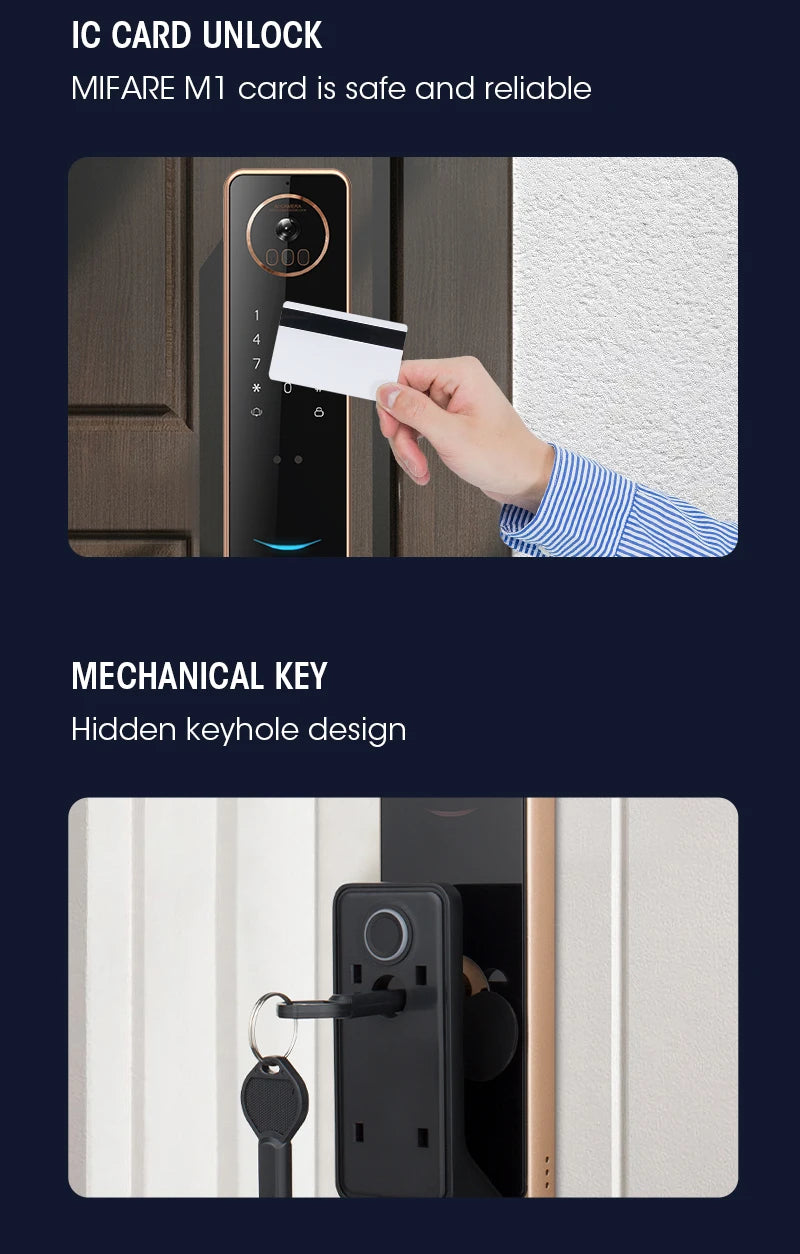 2026 Tuya Wifi Golden Video 3D Face Recognition Fingerprint Digital Smart Door Lock From Alibaba Certification Factory