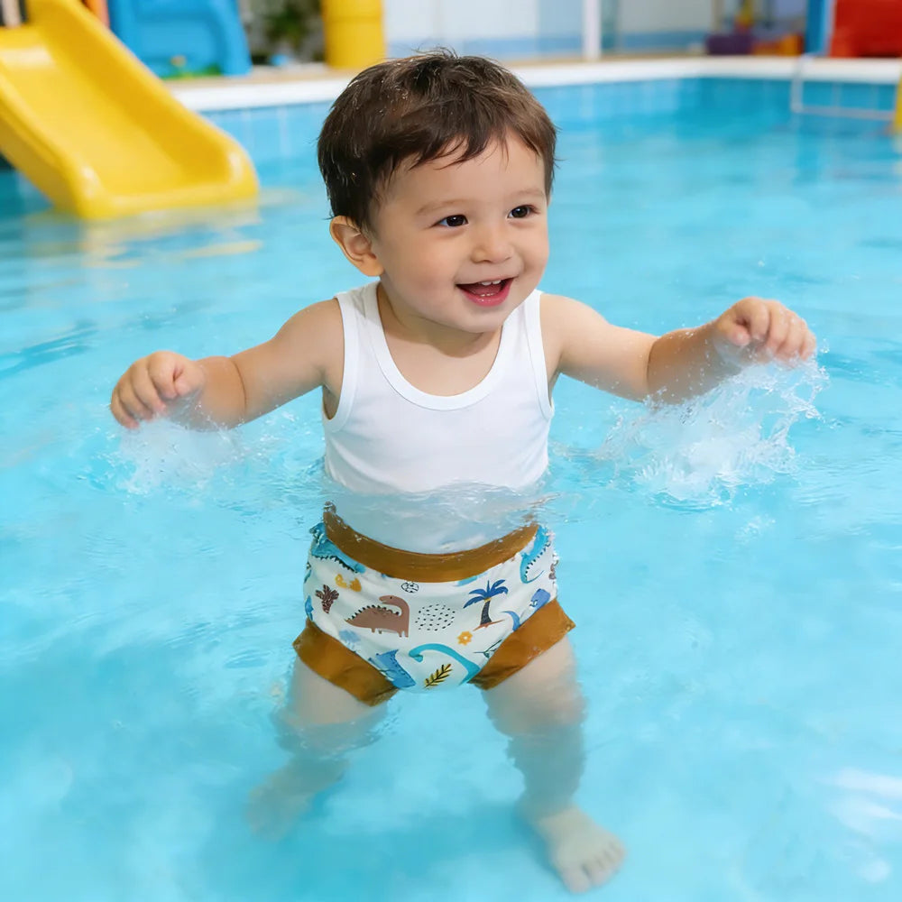 New Arrival Eezkoala Leakproof Swimming Diaper Newborn Baby High Waist Swim Nappies Washable Sunproof Baby Swimwear Cloth Nappys