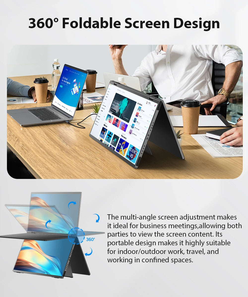 UPERFECT Laptop Screen Extender 15.6" 1080P Dual Screen with Speaker HDMI USB-C Triple Monitor for Laptop MacBook Surface PC Xbo