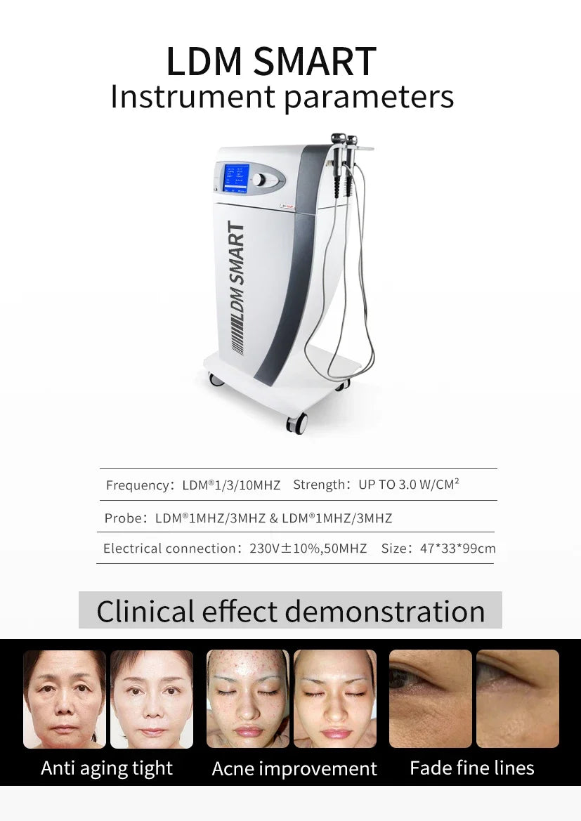 LDM Smart white professional anti-aging face lifting machine with dual probes for wrinkle removal and skin firming.