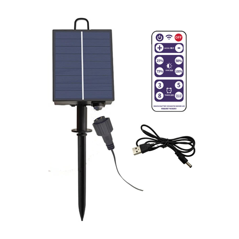 Solar Battery Box LED String Lamp Solar Panel Controller with Remote Garden Street Path Camping Light Decoration