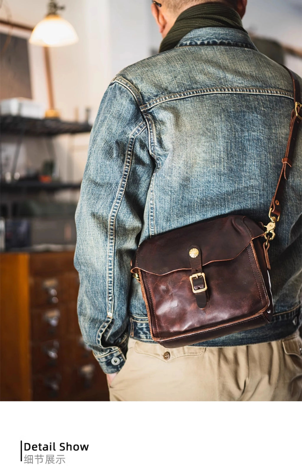 Fashion vintage outdoor daily genuine leather men's small phone shoulder bag designer handmade luxury cow leather crossbody bag