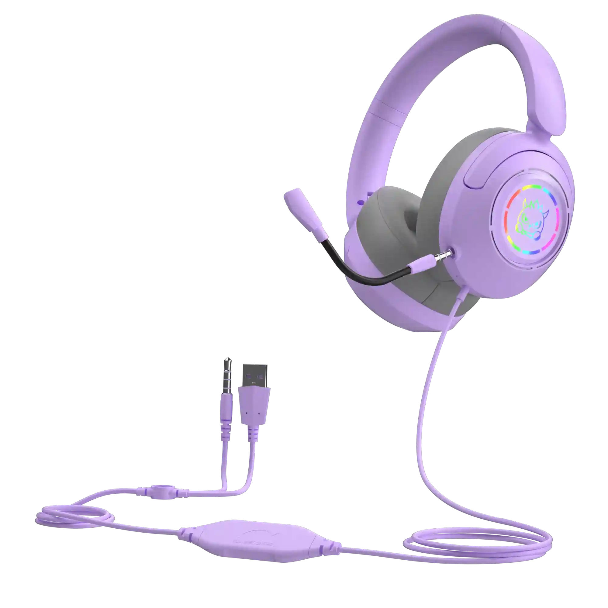Wired Gaming Headset with Noise Cancelling Mic - Over-Ear Design PURPLE Tidesmit