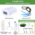 4-pump automatic timer drip irrigation device kit with white controller and cables