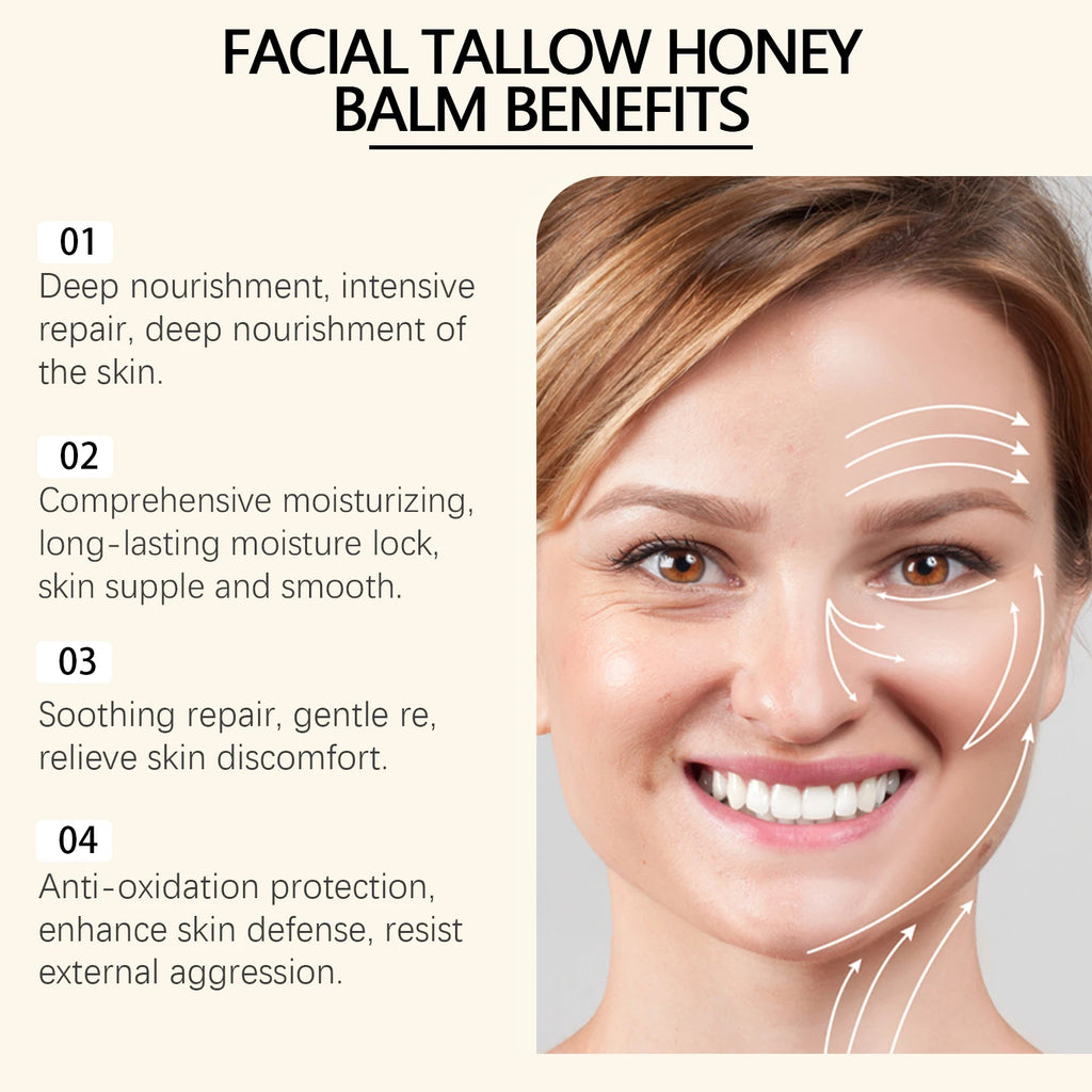 Tallow Honey Balm Fine Lines Removal Lifting Firming Tighten Smooth Improve Puffiness Hydrating Nourish Moisturizing Face Cream