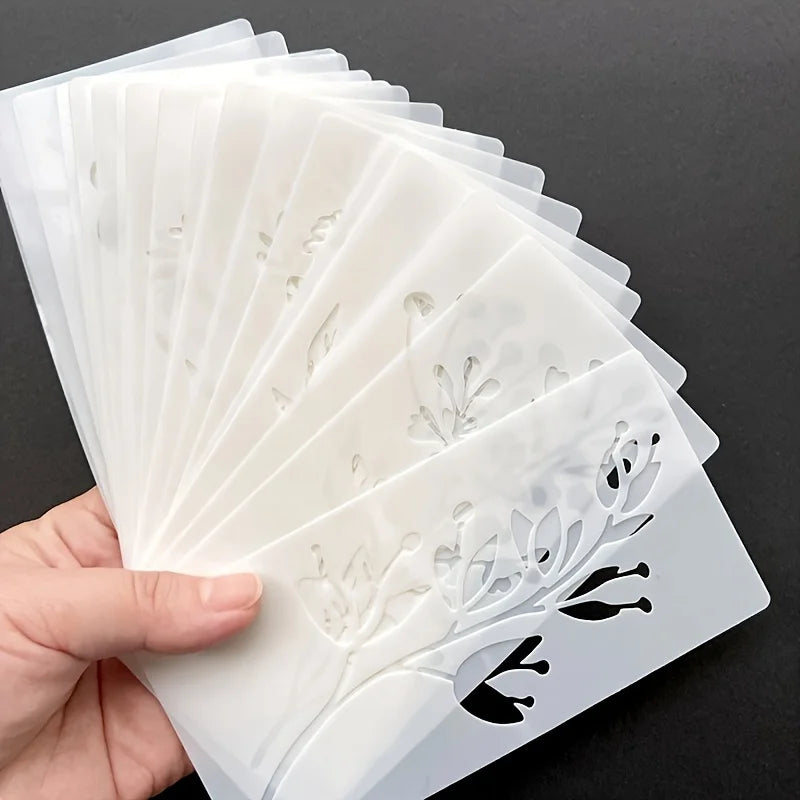 18Pcs/set DIY Flower Painting Stencils, Reusable Plastic Templates for Wood, Fabric, Paper Spray Paint & Graffiti Craft Supplies
