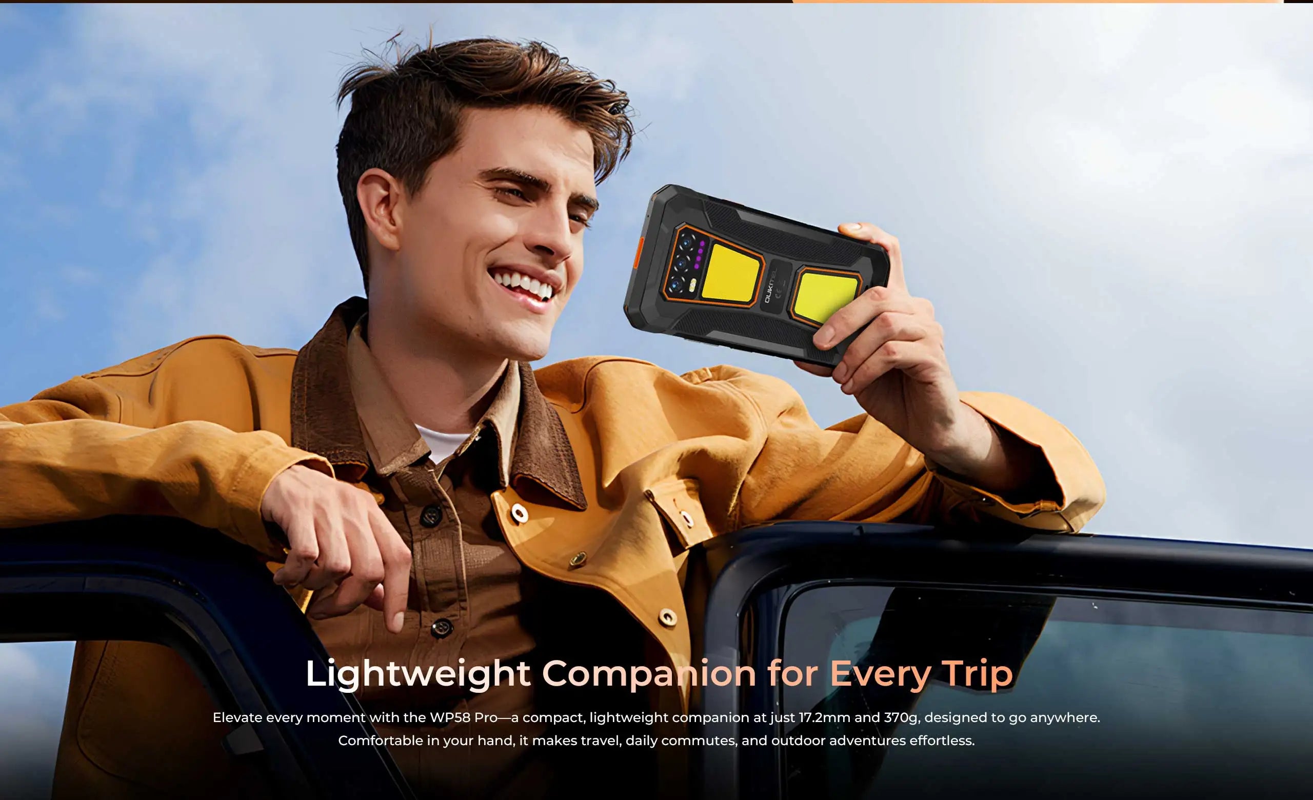 OUKITEL WP58 PRO 5G Rugged Phone 24GB(8+16) RAM + 512 ROM, 6.7'' HD 10000mAh 33W Android 15 NFC Cellphone with Dual Camping Lamp