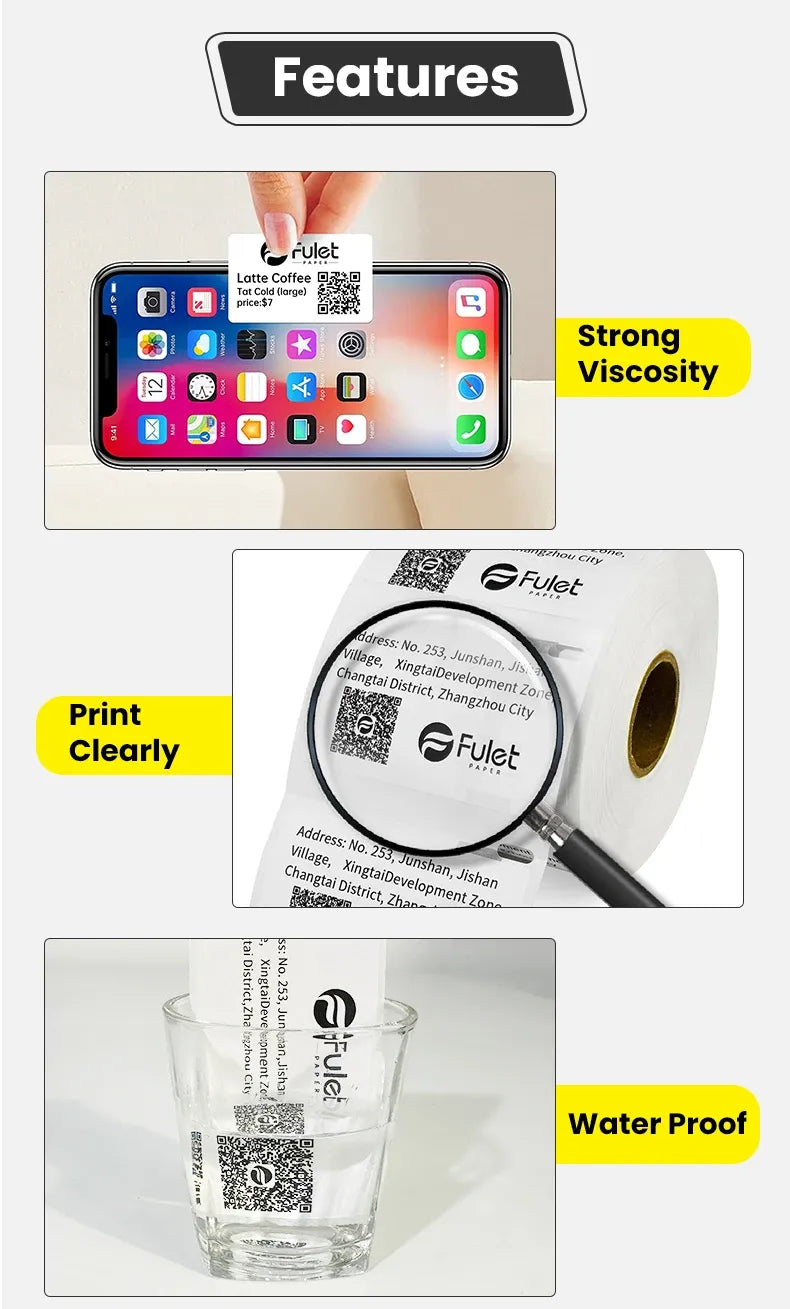 Multipurpose barcode label roll showing clear printing and strong visibility
