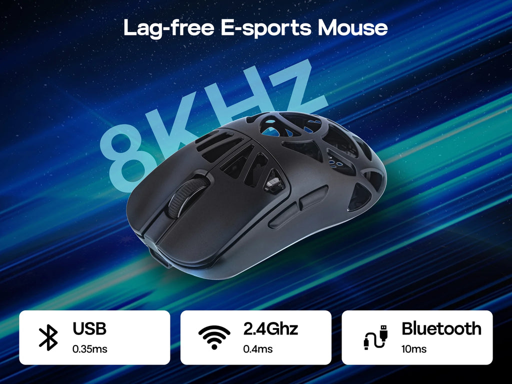 EPOMAKER Carbon X Gaming Mouse Wired/2.4G/BT Wireless Ultra-Lightweight Carbon Fiber Shell Mouse with PAW3950 Sensor 300mAh