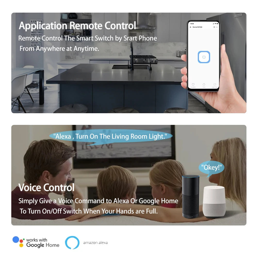 WiFi Smart Light Switch, Alexa & Google Home Compatible - Tidesmit Tidesmit