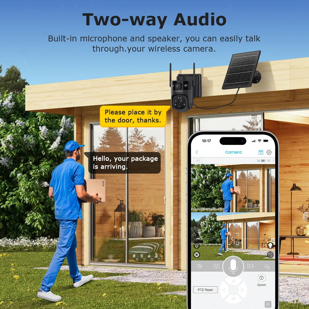 SHIWOJIA 15X 6M PSolar Camera 4G SIM/WIFI Three Lens Recording AI Human/Pet/Vehicle Auto Tracking Camera IP65 Waterproof