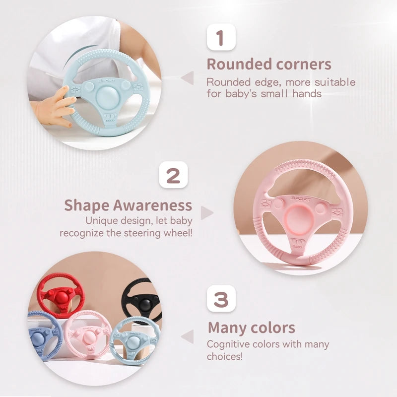 1PC Baby Food Grade Silicone Car Steering Wheel Nursing Teething Toys BPA Free Silicone Teether Toys For Newborn Teething Toys