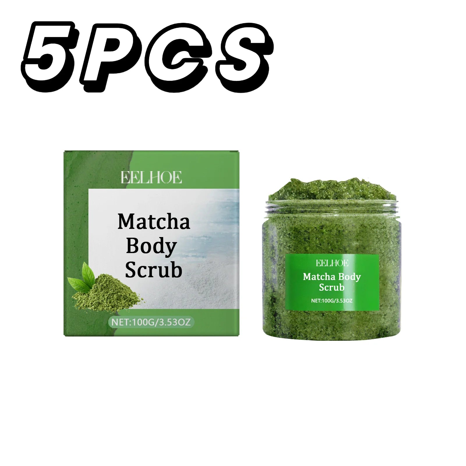 Matcha Sea Salt Body Scrub | Moisturizing Natural Exfoliant Scrubs Treatments 5PCS Tidesmit