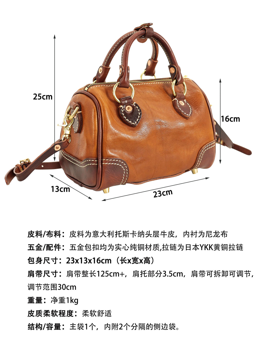 PNDME vintage handmade genuine cowhide leather small handbag in brown with brass hardware and detachable shoulder strap.