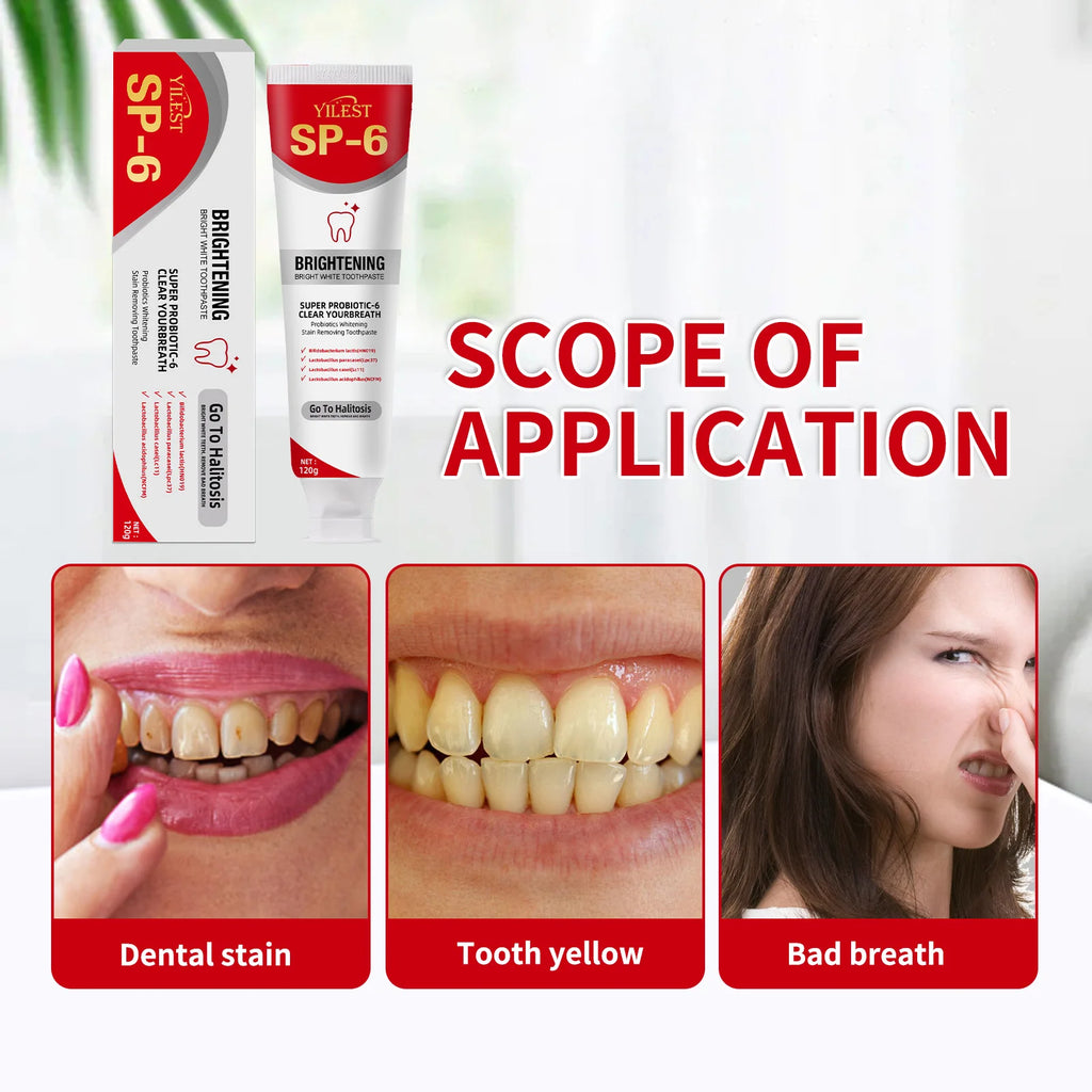 Tidesmit SP-6 Probiotic Whitening Toothpaste for plaque removal, dental caries prevention, and fresh breath 120g