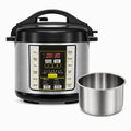 Electric pressure cooker with digital control panel and stainless steel inner pot