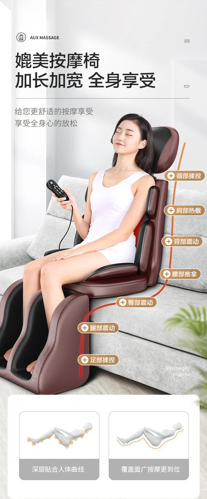 Electric Massager Full Body Cushion with Heat Therapy - Tidesmit Back Massage Instrument Tidesmit