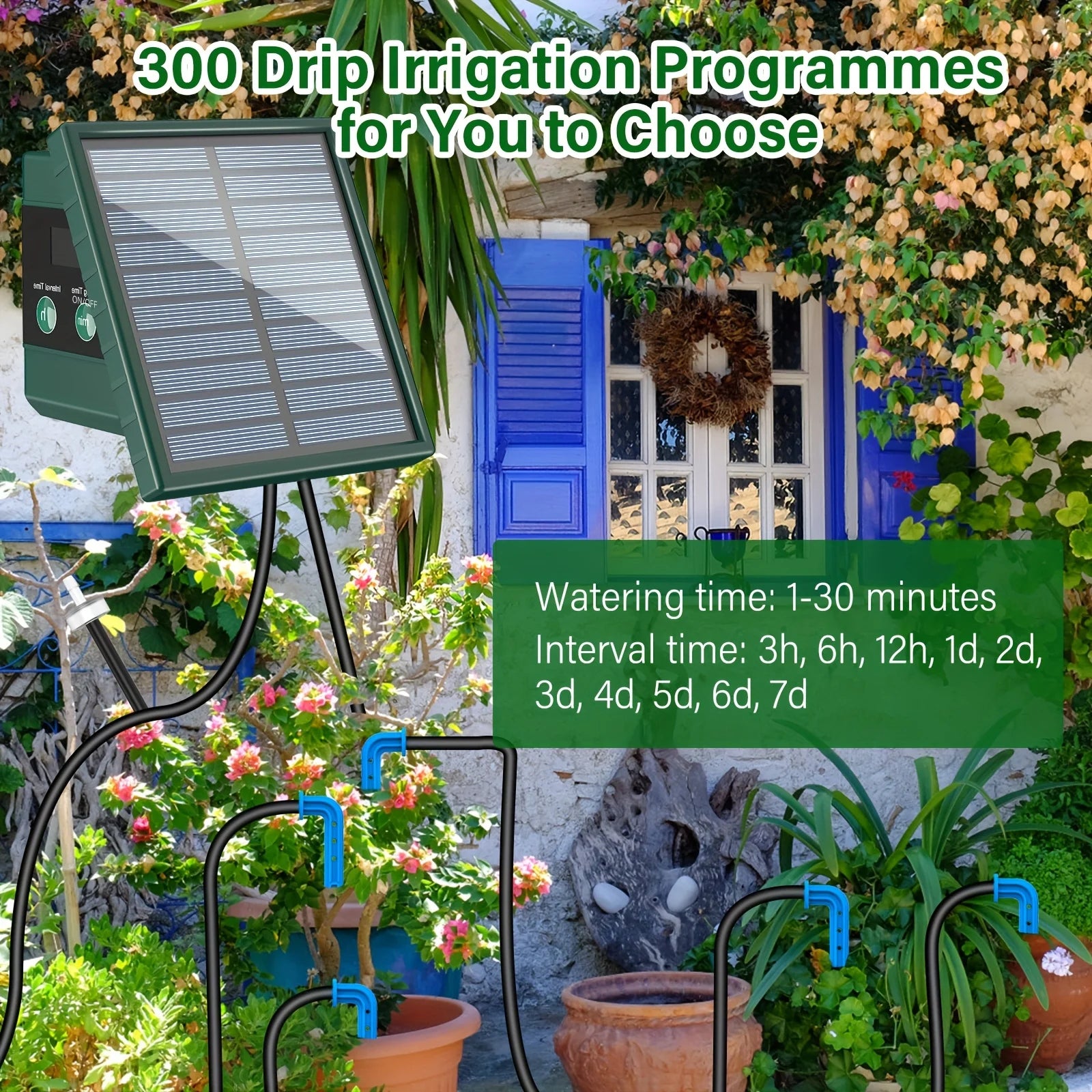DIY Solar Drip Irrigation System Garden Automatic Watering System Plant Watering Devices for Potted with Water Level Detection
