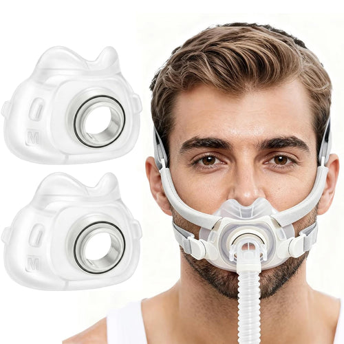Replacement medium CPAP mask cushion for ResMed AirFit N20, clear silicone, for comfortable sleep apnea therapy.