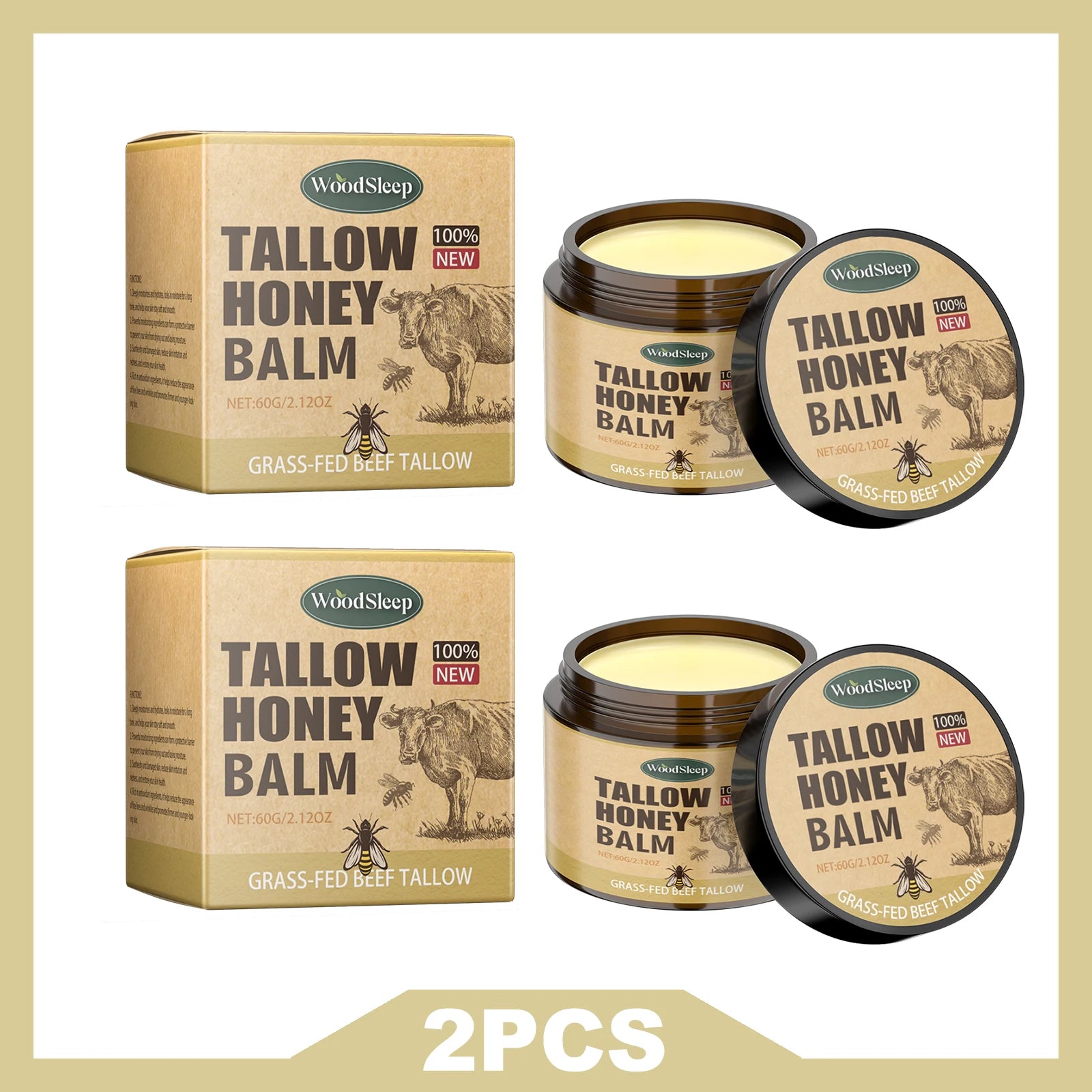 WOODSLEEP Tallow Honey Balm Powerful Moisturizing Keep Skin Moist Smooth Relieve Dryness Easy To Absorb