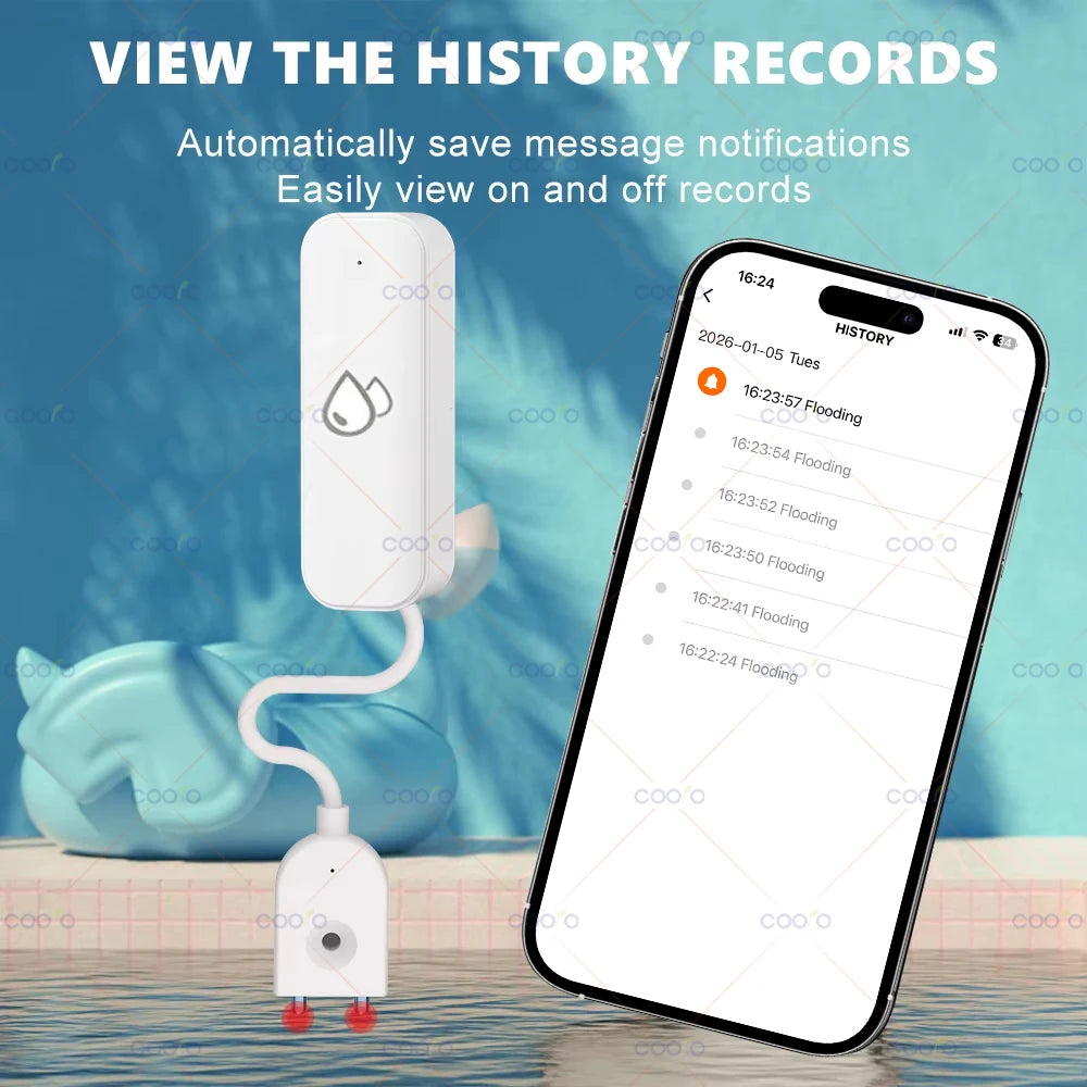 ZigBee Water Leak Sensor: Smart Flood Alarm Detector for Home Safety Tidesmit