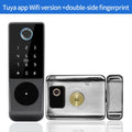 Waterproof Tuya Smart Double Side Fingerprint Lock Keyless Entry Motor Rim Door Lock 2.4G Wifi Remote Control with Alexa Echo