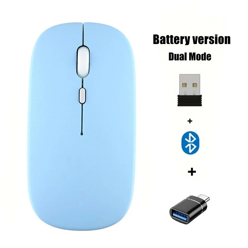 Wireless Mouse with 2.4G Bluetooth-compatible Dual Modes, 1600 DPI Adjustable, Silent Clicking, Portable Ergonomic Laptop Mouse