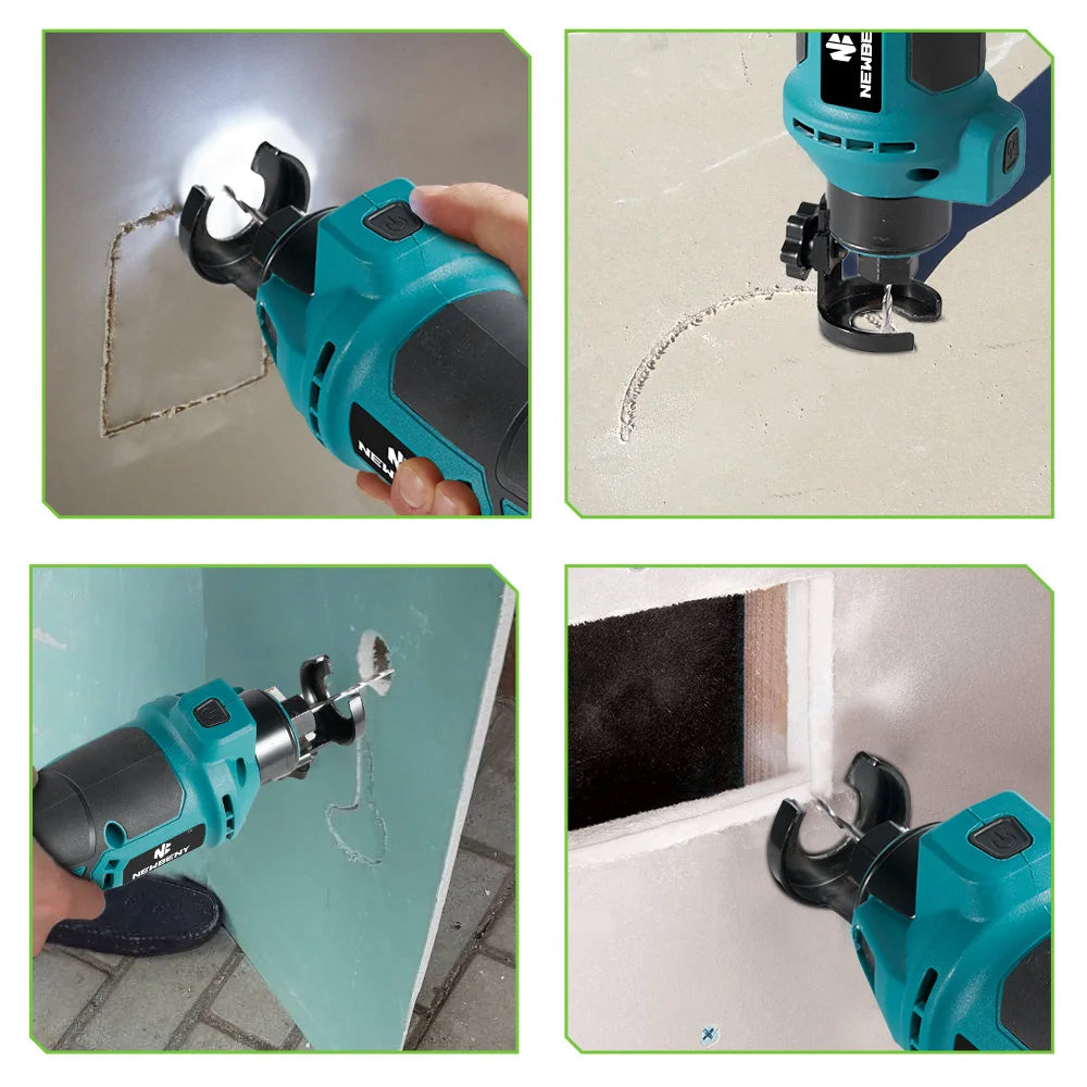 NEWBENY 3 Gears Brushless Electric Drywall Cut Out Tool Cutting Woodworking Drywall Sheetrock Tools For Makita Battery Pin