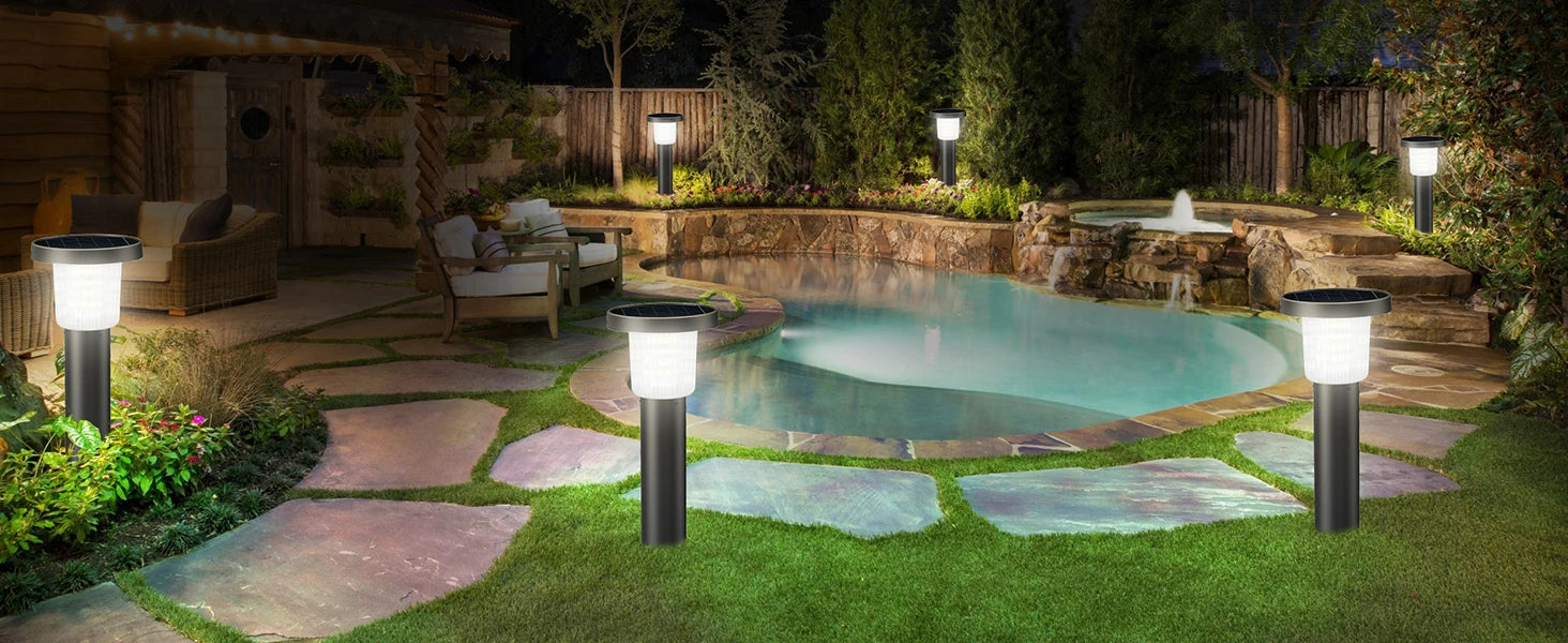 Intelamp 3800mah 500LM 2 Pack Solar Pathway Lights Lawn Lights Outdoor Auto On/Off Landscape Light For Yard Garden Driveway Patio Walkway