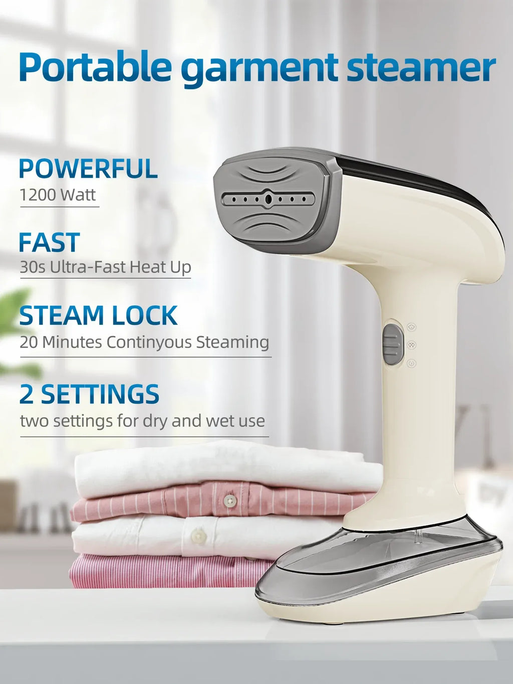 Tidesmit Handheld Garment Steamer 1200W 300ml US Plug