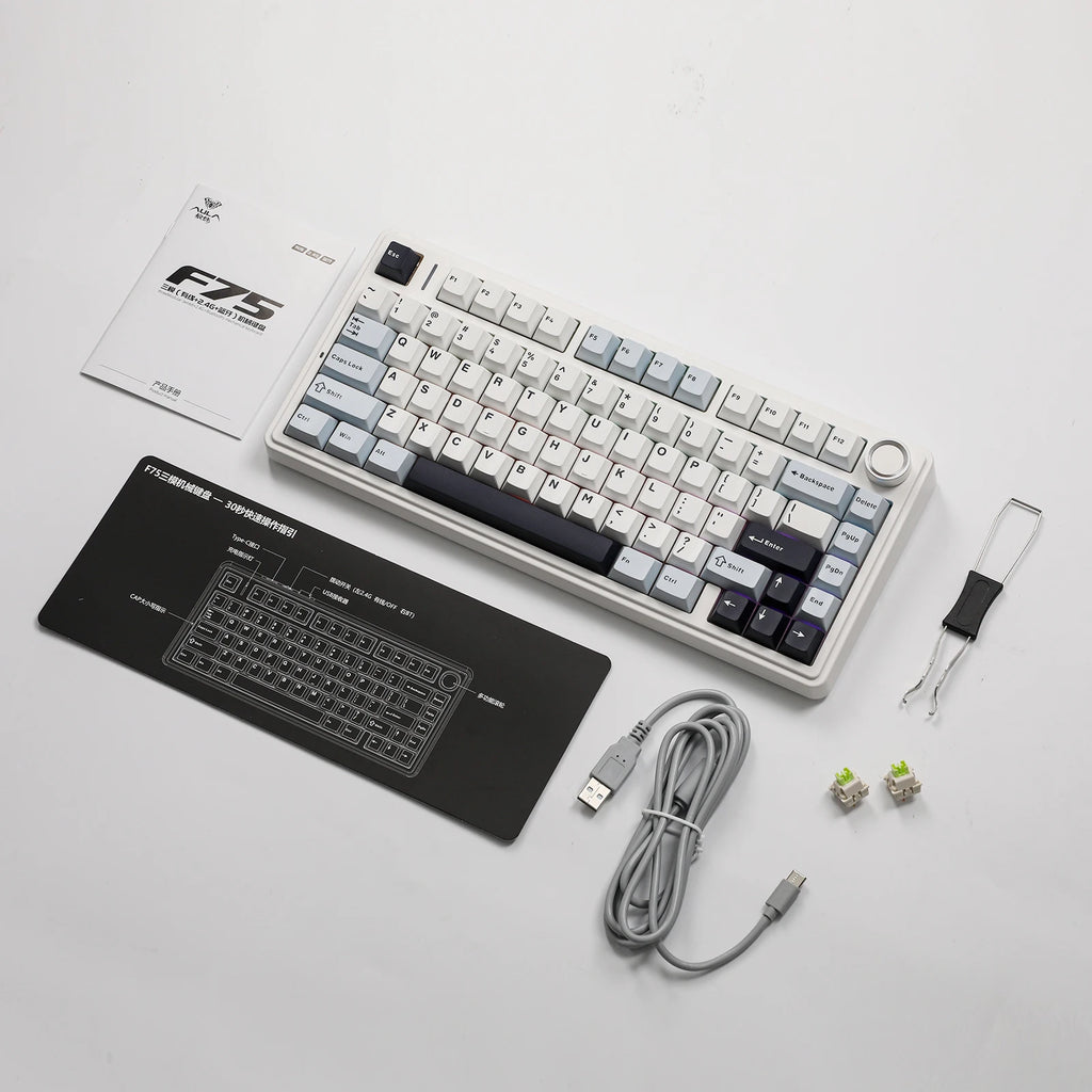 EPOMAKER x AULA F75 75% ANSI Hot-Swap Gasket Bluetooth 5.0/2.4G Wireless/Wired Mechanical Keyboard PBT Keycaps for Mac/Win