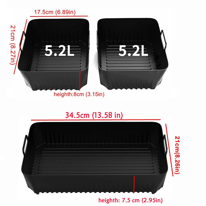 Reusable Silicone Air Fryer Basket Liner Fit Ninja AF500 Non-Stick Heatproof Easy Clean BPA-Free Kitchen Cooking Accessory