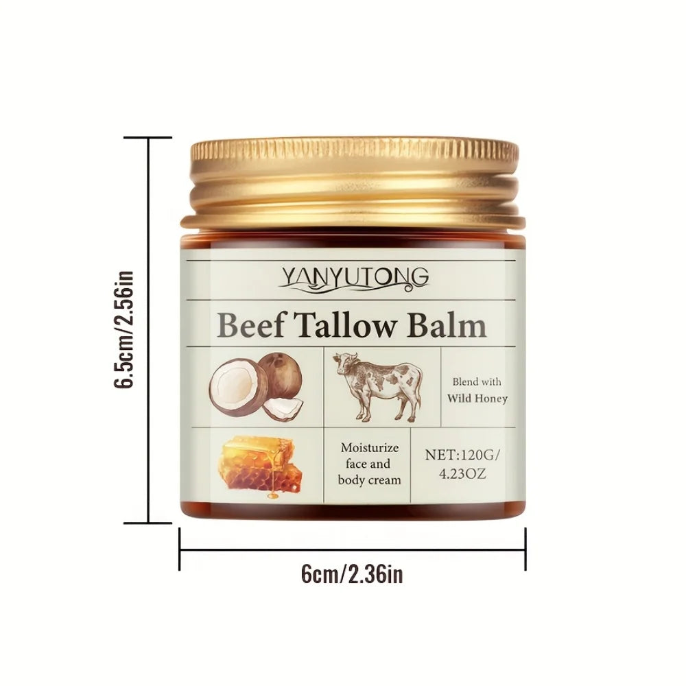 Beef Tallow Honey Balm Moisturizing Hydrating Face Cream Body Lotion Fades Fine Lines Tighten Soothen Brightening Facial Skin
