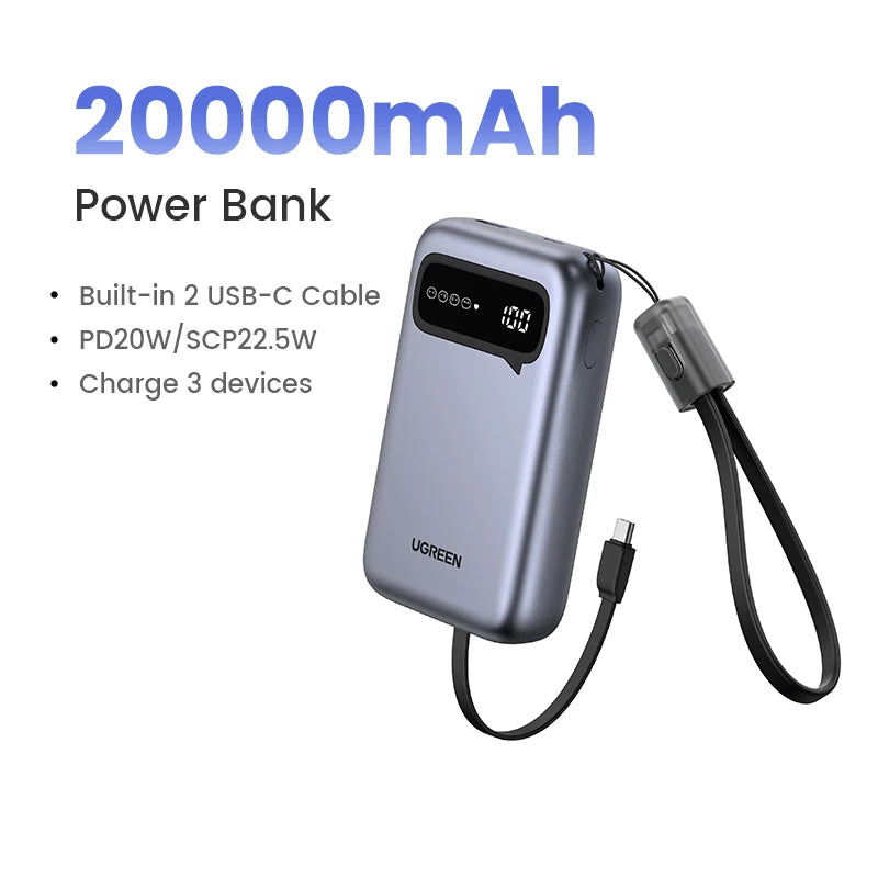 20000mAh Portable Charger - Fast Charging Power Bank for iPhone 16 Black Tidesmit